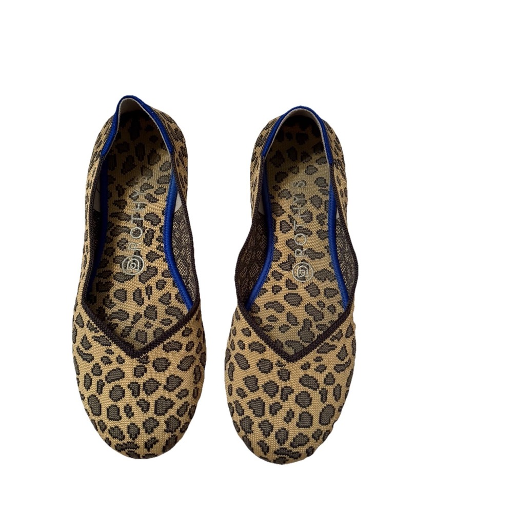 Rothy's Round Toe Ballet Flats Womens 8.5 Leopard Cheetah Animal‎ Print Slip